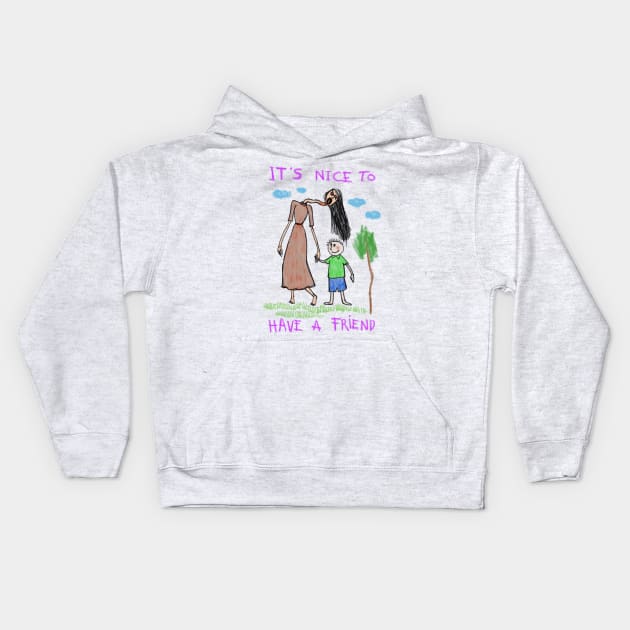 Chilling Innocence: Horror Creepy Children Drawing Kids Hoodie by Holymayo Tee